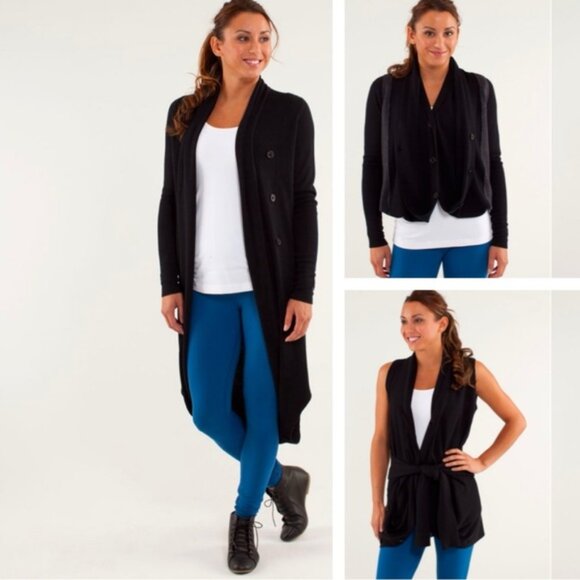 Lululemon Intuition Convertible Sweater Wrap Cardigan Vest Long Cropped Knit 10 - Picture 1 of 16
